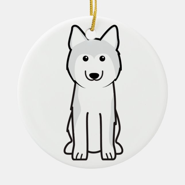 Siberian Husky Dog Cartoon Ceramic Ornament (Front)