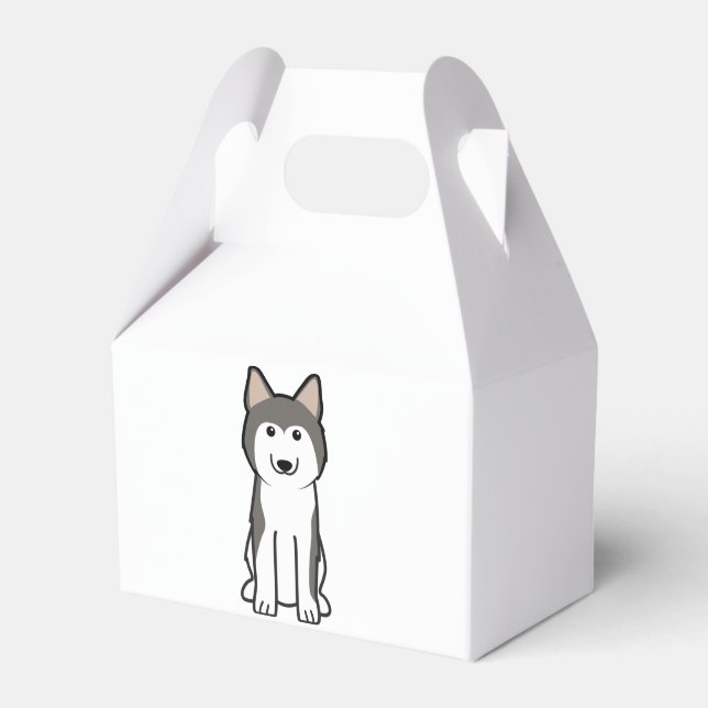 Siberian Husky Dog Cartoon Favor Boxes (Front Side)