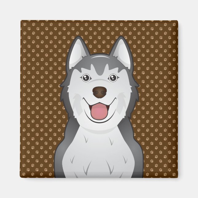 Siberian Husky Dog Cartoon Paws Magnet (Front)