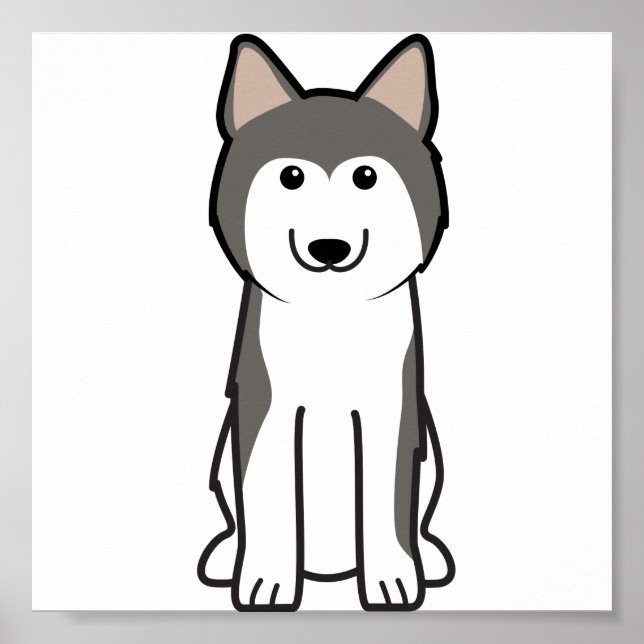 Siberian Husky Dog Cartoon Poster (Front)