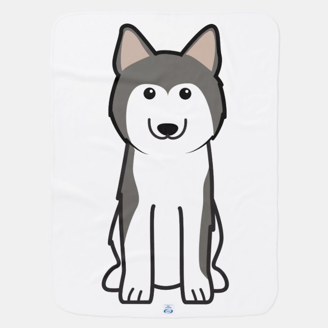 Siberian Husky Dog Cartoon Receiving Blanket (Back)