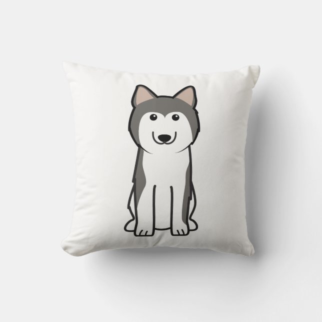 Siberian Husky Dog Cartoon Throw Pillow (Front)