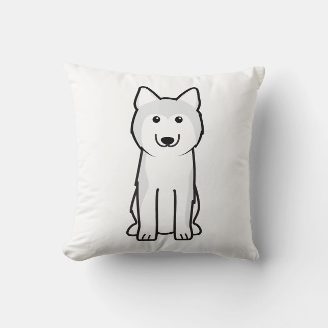 Siberian Husky Dog Cartoon Throw Pillow (Front)