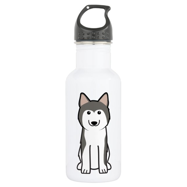 Siberian Husky Dog Cartoon Water Bottle (Front)