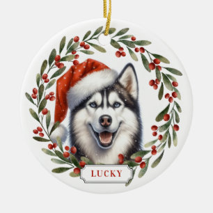 Siberian Husky Dog Ceramic Circle Ornament