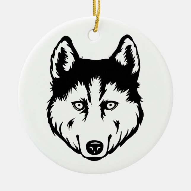 Siberian Husky Dog Ceramic Ornament (Front)