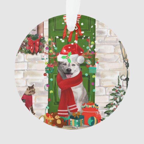 Siberian Husky Dog Christmas Ornament