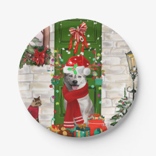 Siberian Husky Dog Christmas Paper Plates