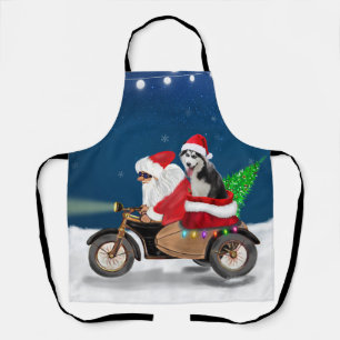Siberian Husky Dog Christmas Santa Claus Apron