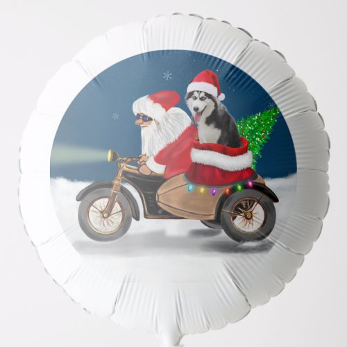 Siberian Husky Dog Christmas Santa Claus Balloon