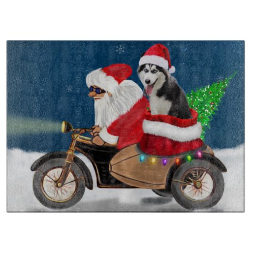 Siberian Husky Dog Christmas Santa Claus  Cutting Board