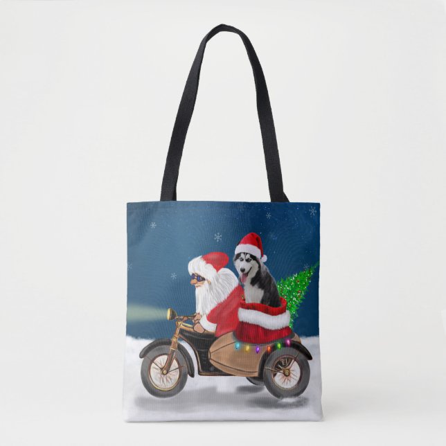 Siberian Husky Dog Christmas Santa Claus    Tote Bag (Front)