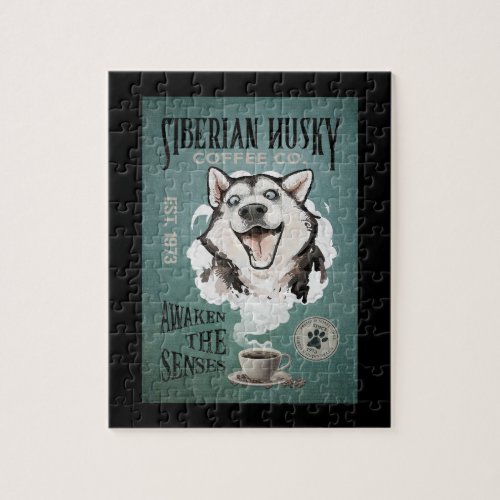 Siberian Husky Dog Coffee Funny Husky Coffee Cup Jigsaw Puzzle