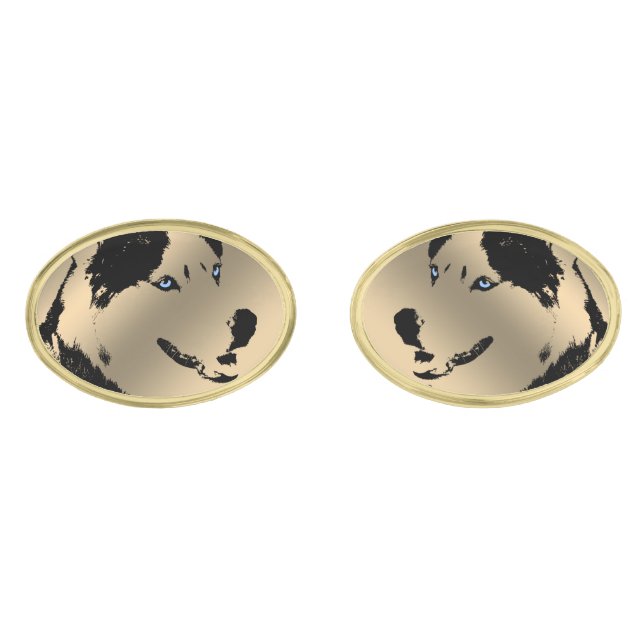 Siberian Husky Dog Cufflinks Personalize Dog Gift (Front)