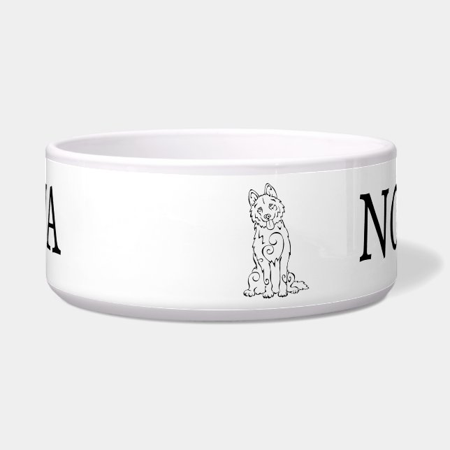 Siberian Husky Dog Design Customisable  Bowl (Front)