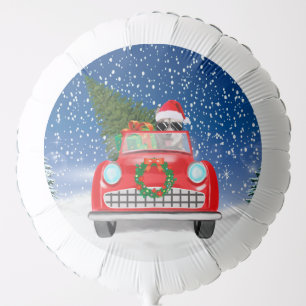 Siberian Husky Dog Driving Car In Snow Christmas Balloon