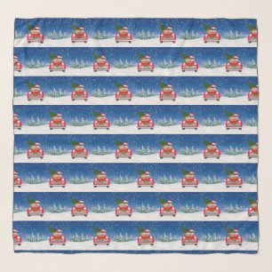 Siberian Husky Dog Driving Car In Snow Christmas Scarf