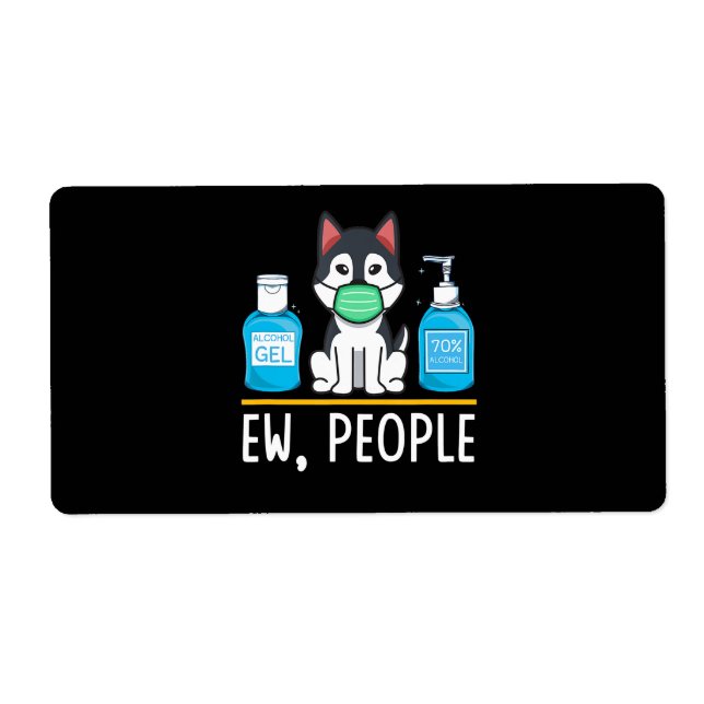 Siberian Husky Dog Face Mask Hand Sanitizer Funny Label (Front)
