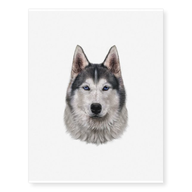 Siberian Husky Dog Face Temporary Tattoos (Front)
