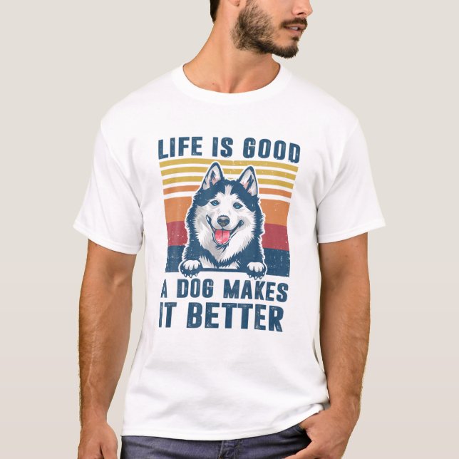 Siberian Husky Dog Gifts Funny Dog Dad Mom Men Wom T-Shirt (Front)