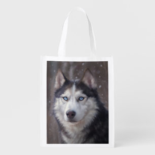 Siberian Husky Dog Grocery Bag