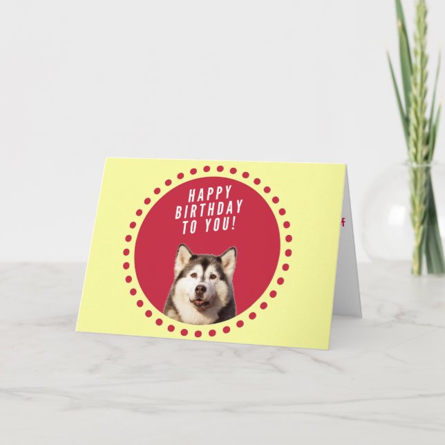 Siberian Husky Dog Happy Birthday Greeting Card (Front)