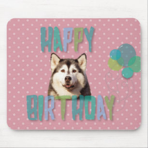 Siberian Husky Dog Happy Birthday Mouse Pad