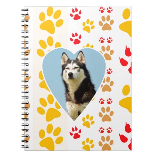Siberian Husky Dog Heart Paws Print Notebook