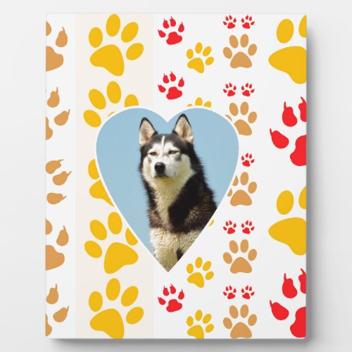 Siberian Husky Dog Heart Paws Print Plaque