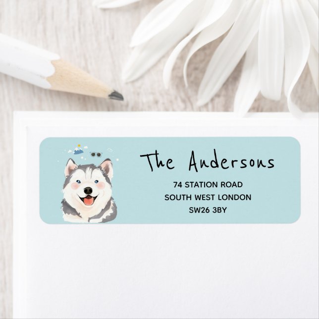 Siberian Husky Dog Illustration Pet  Label (Insitu)