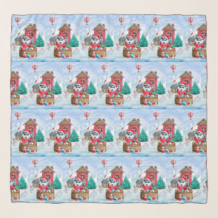 Siberian Husky Dog In snow Christmas Dog House Scarf