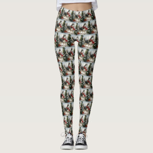 Siberian Husky Dog in Snow Christmas Leggings