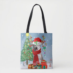 Siberian Husky Dog in Snow Christmas Tote Bag