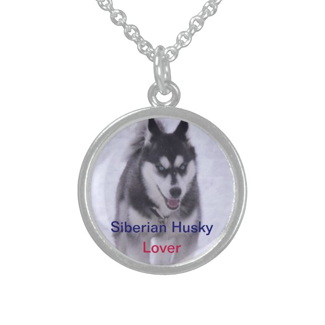 Siberian Husky Dog Lover Nicklace Sterling Silver Necklace (Front)