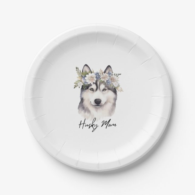 Siberian Husky Dog Lover Paper Plates (Front)