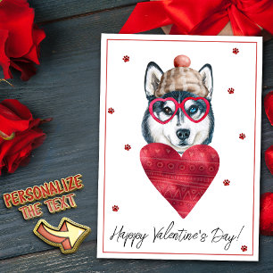 Siberian Husky Dog Lover Valentine Gift Holiday Card