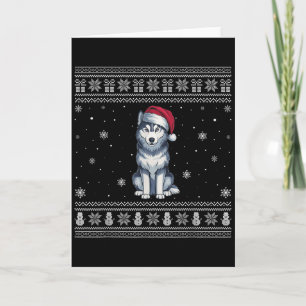 Siberian Husky Dog Lovers Men Women Santa Ugly Xma Card