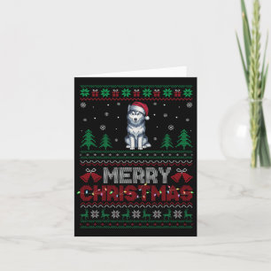 Siberian Husky Dog Lovers Santa Hat Christmas Tree Card