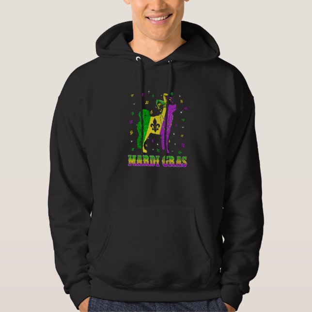 Siberian Husky Dog Mardi Gras Carnival Jester Bead Hoodie (Front)