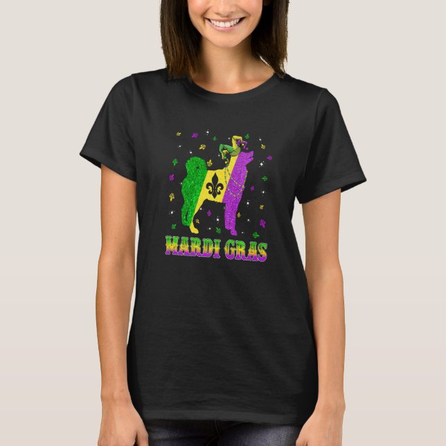 Siberian Husky Dog Mardi Gras Carnival Jester Bead T-Shirt (Front)