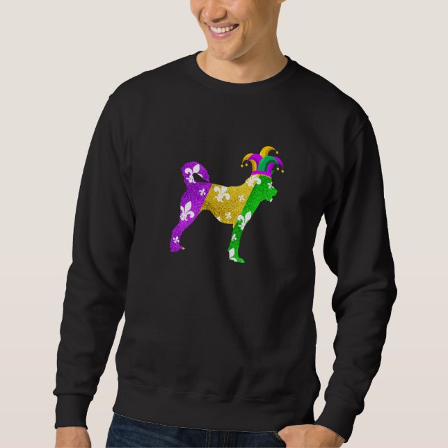 Siberian Husky Dog Mardi Gras Carnivals Funny Pupp Sweatshirt (Front)