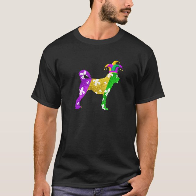 Siberian Husky Dog Mardi Gras Carnivals Funny Pupp T-Shirt (Front)