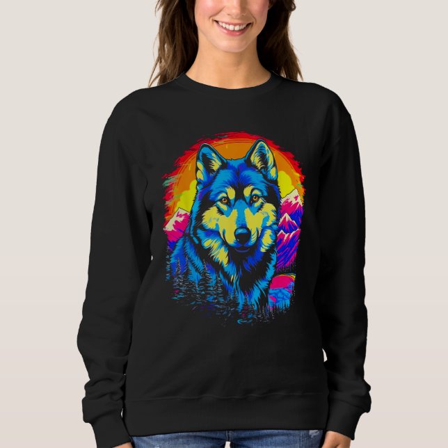 Siberian Husky Dog Mountains Sweatshirt (Front)
