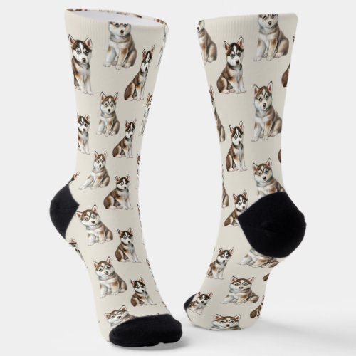Siberian Husky Dog Pattern Socks