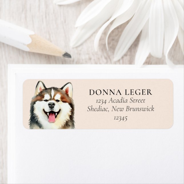 Siberian Husky Dog Personalized Address Label (Insitu)