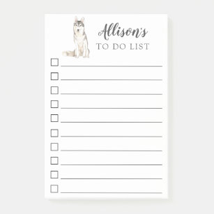 Siberian Husky Dog Personalized To Do List Post-it Notes