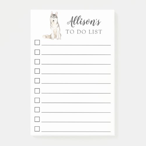 Siberian Husky Dog Personalized To Do List Post_it Notes