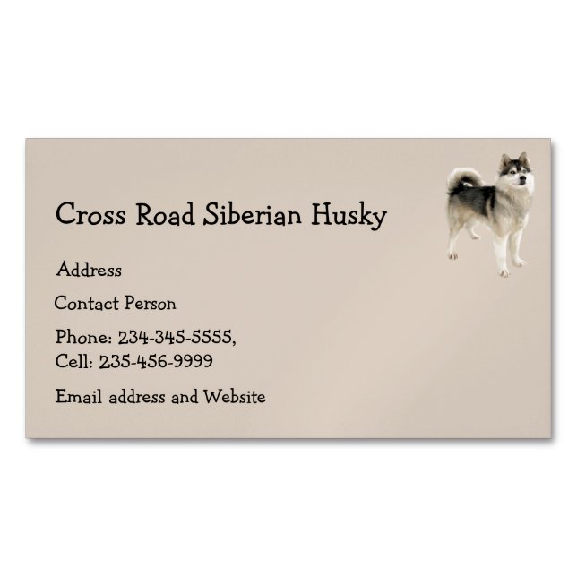 Siberian Husky Dog Pet Animal   Business Card Magnet (Front)