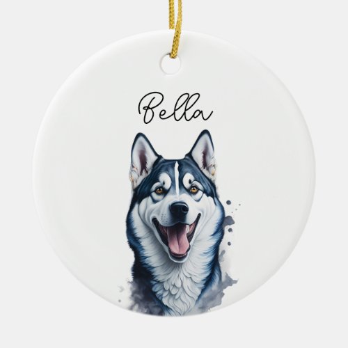 Siberian Husky Dog Pet Custom Holiday Christmas Ceramic Ornament