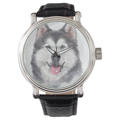 Siberian Husky Dog Pet Watercolor Watch